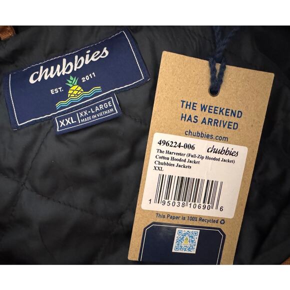 NEW CHUBBIES Men's Brown The Harvester Heavyweight Canvas Hooded Jacket Size 2XL - Picture 10 of 12